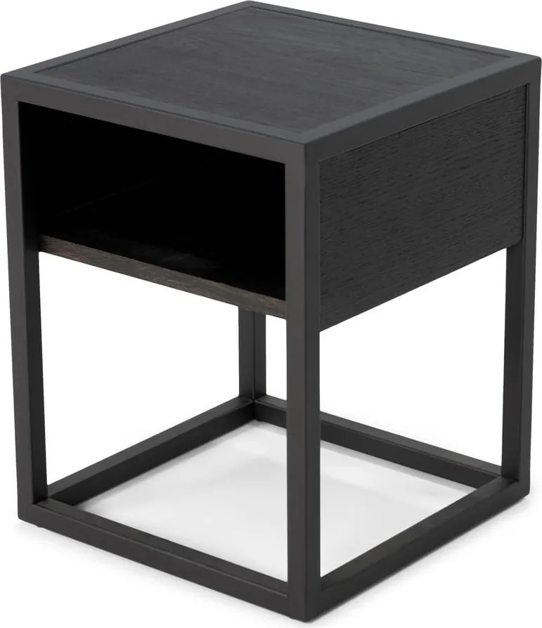 Comodino nero in rovere massiccio con ripiani Diva – Spinder Design