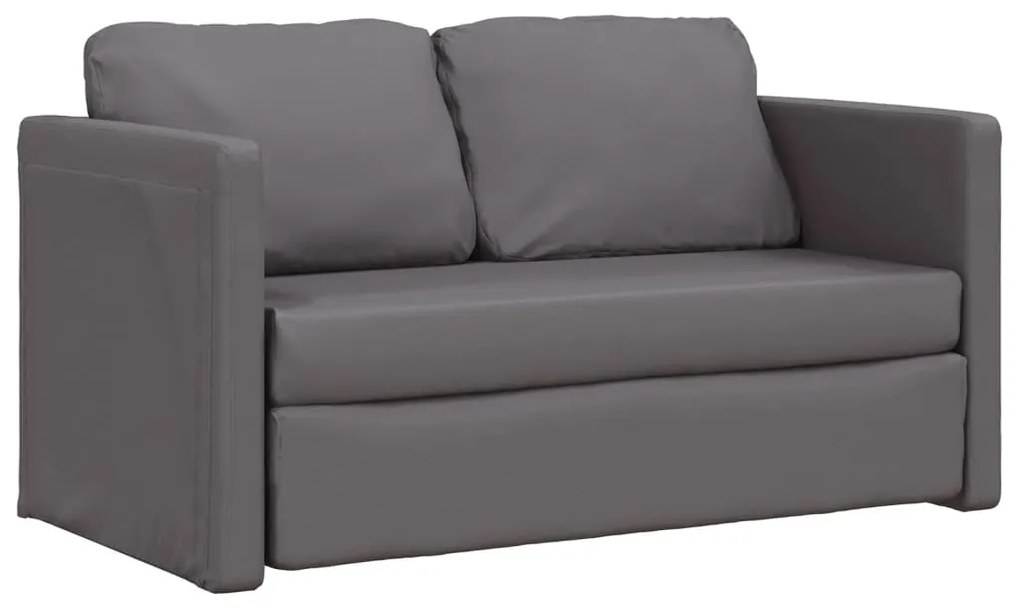 Divano letto da terra 2 in 1 grigio 112x174x55 cm similpelle