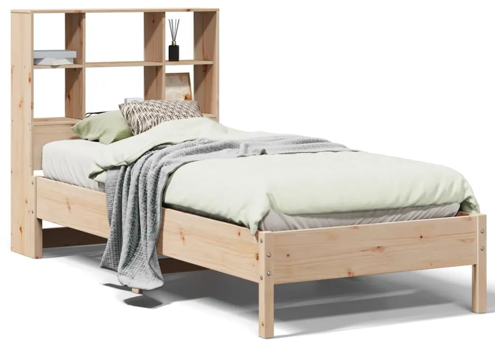 Letto libreria senza materasso 90x200 cm legno massello pino