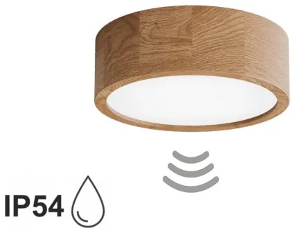 Plafoniera da bagno con sensore CLEO 2xE27/24W/230V Ø 27,5 cm IP54 rovere