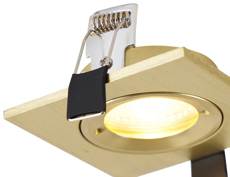 Faretto da incasso moderno quadrato oro IP44 - Xena