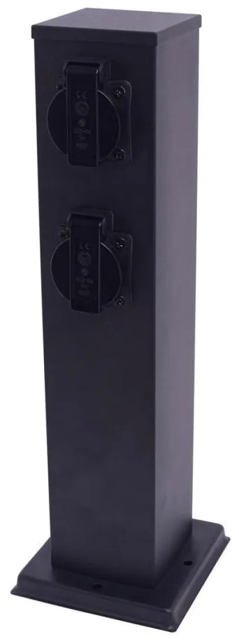 Multipresa verticale da esterno 2Z SCHUKO 230V IP44 40 cm nero