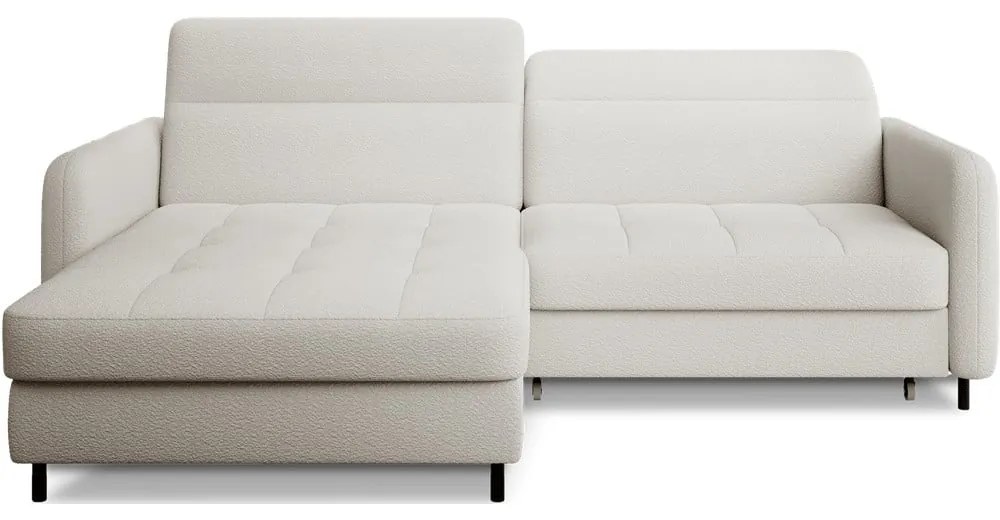 Divano angolare color crema allungabile/con contenitore (con penisola a sinistra/con chaise lounge) e rivestimento in bouclé Gomsi – ELTAP