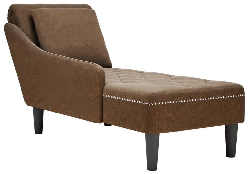 Sdraio Con Cuscino E Bracciolo Destro İn Similpelle Marrone /