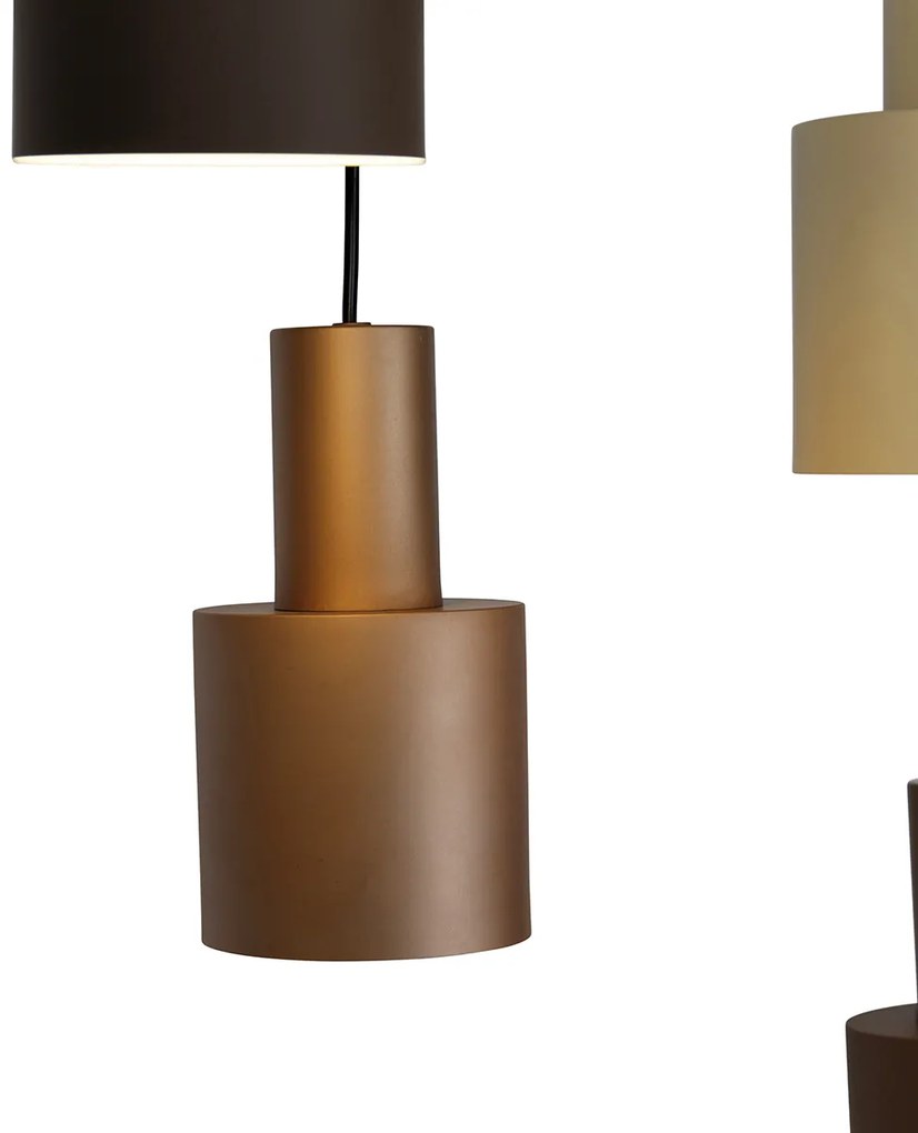 Lampada a sospensione bronzo con 6 luci tortora e beige - Ans