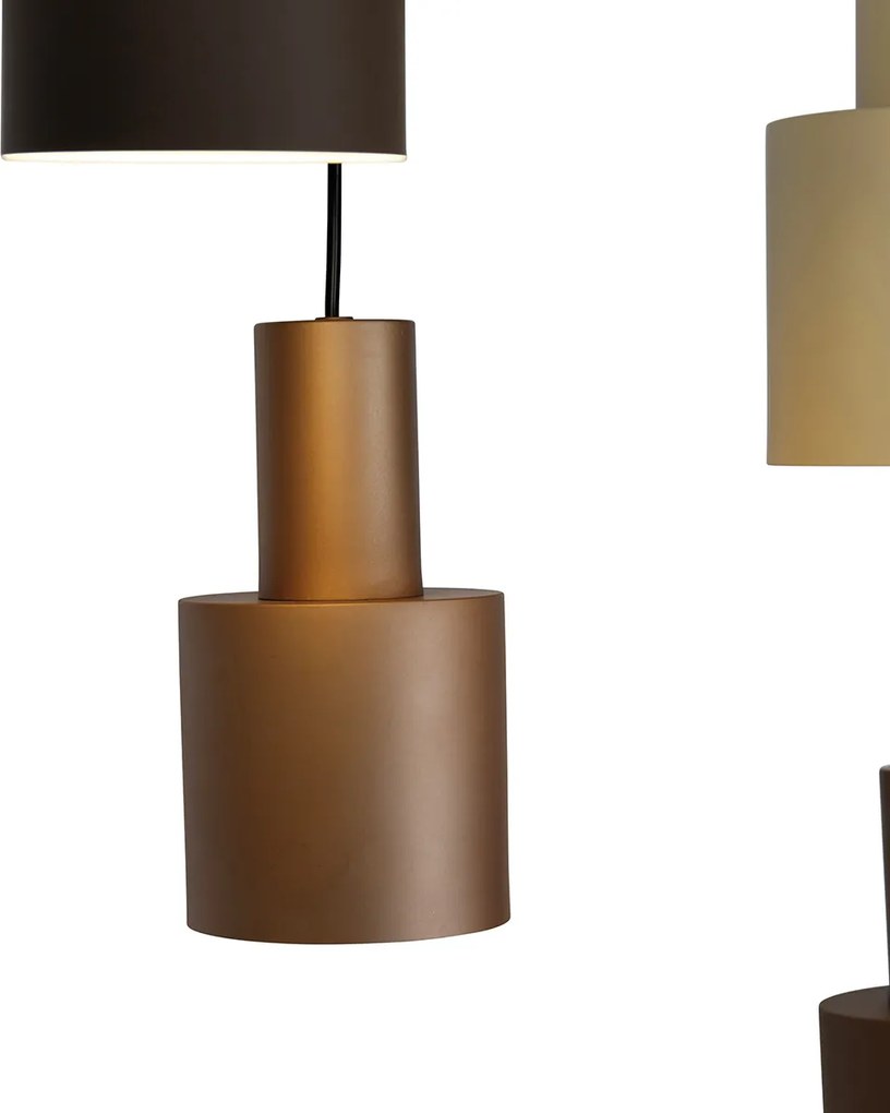 Lampada a sospensione bronzo con taupe e beige 6 luci - Ans