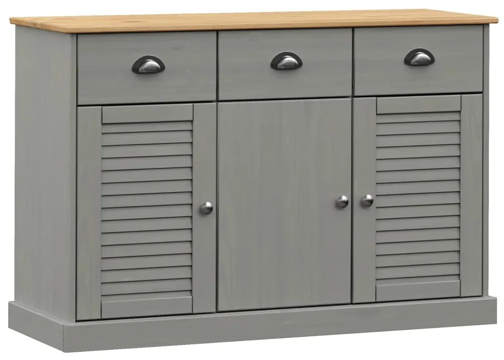 Credenza Cassetti VIGO 113x40x75 cm Legno Massello Pino Grigio