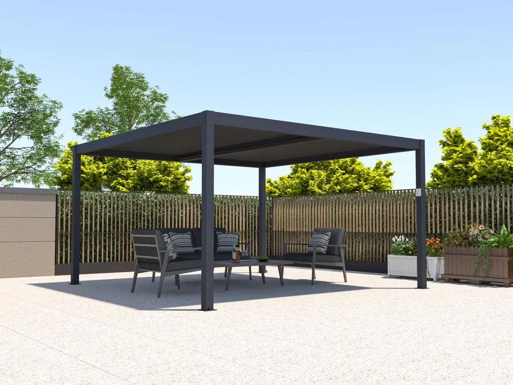 Casetta per terrazzo bioclimatica elettrica a lamelle orientabili 15,6 m² Antracite in Alluminio - AMADORA