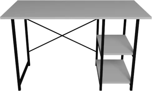 Scrivania Stile Industrial 120x60x72 Con Ripiani Laterali Adam Bianca