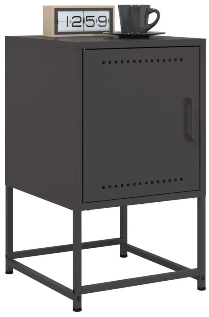 Comodini 2 Pz Neri 36x39x60,5 Cm İn Acciaio /