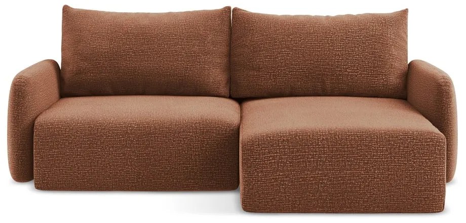 Divano angolare color mattone allungabile/con contenitore (con penisola a destra) Kalena – Makamii