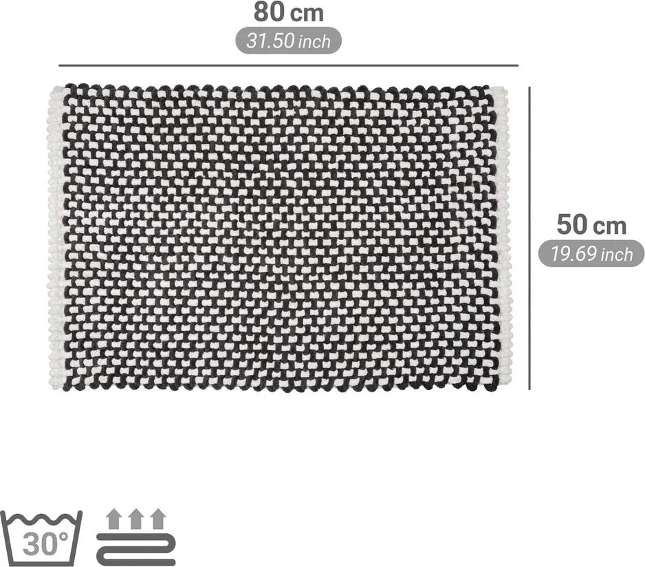 Tappetino per il bagno bianco e nero in tessuto 50x80 cm Covelo – Wenko