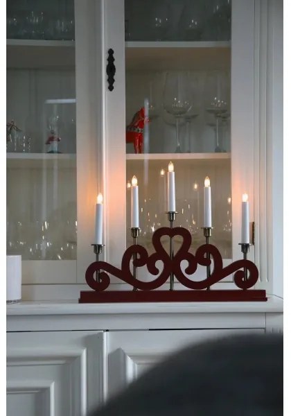 Markslöjd 706211 - Candelabro natalizio ENEBY 5xE10/3W/230V rosso/ottone