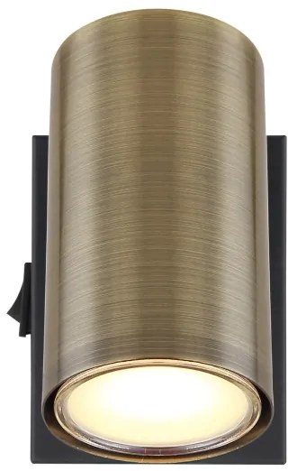 Globo 57911-1M - Faretto da parete ROBBY 1xGU10/25W/230V nero/ottone