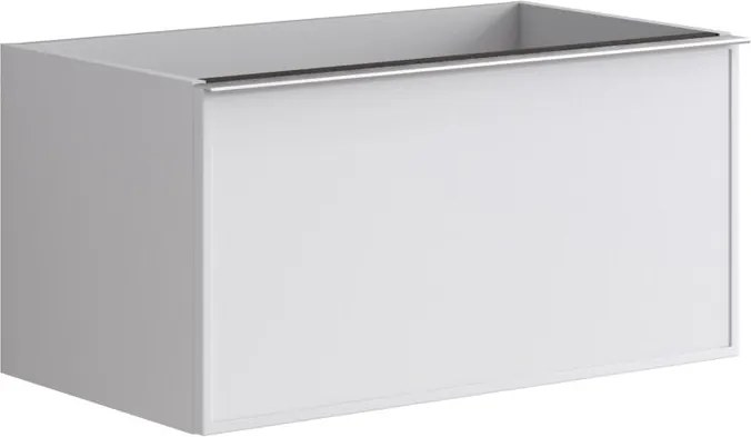 Mobile da bagno sospeso sotto lavabo Pixel frame 2 cassetti L 80 x H 40 x P 45.5 cm bianco laccato opaco, con maniglia alluminio brillante