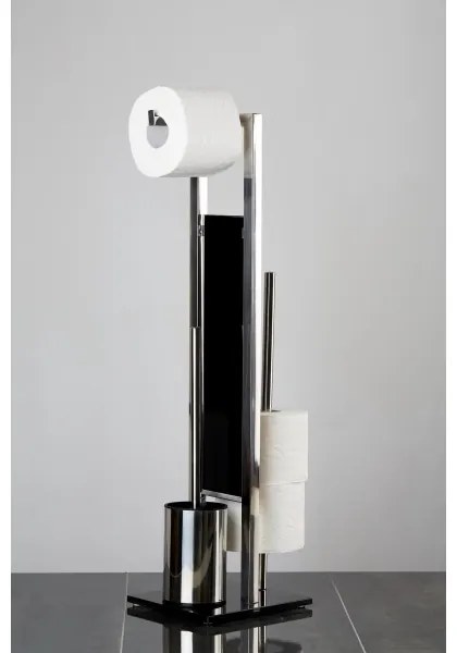 WENKO 22983100 - Scopino WC RIVALTA 18x70 cm acciaio inossidabile/argento/nero