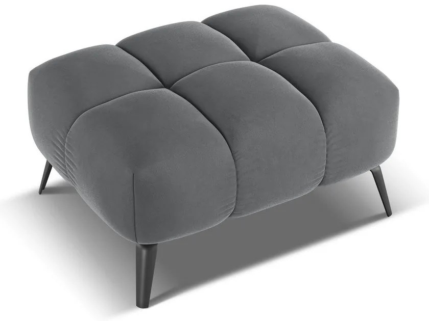 Poggiapiedi grigio con rivestimento in velluto Nalu – Makamii