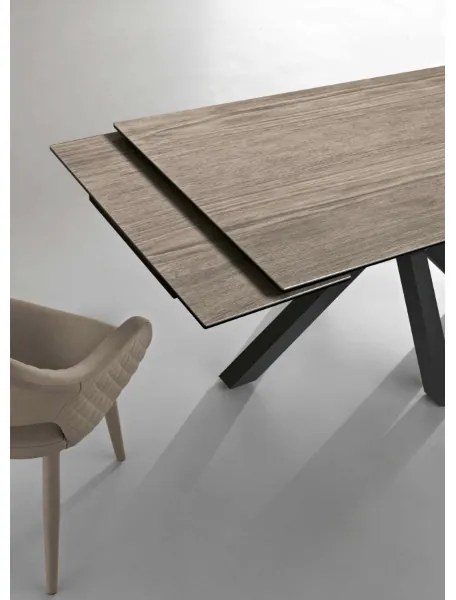 Tavolo cucina allungabile 240 cm piano grčs porcellanato Rovere JACKY