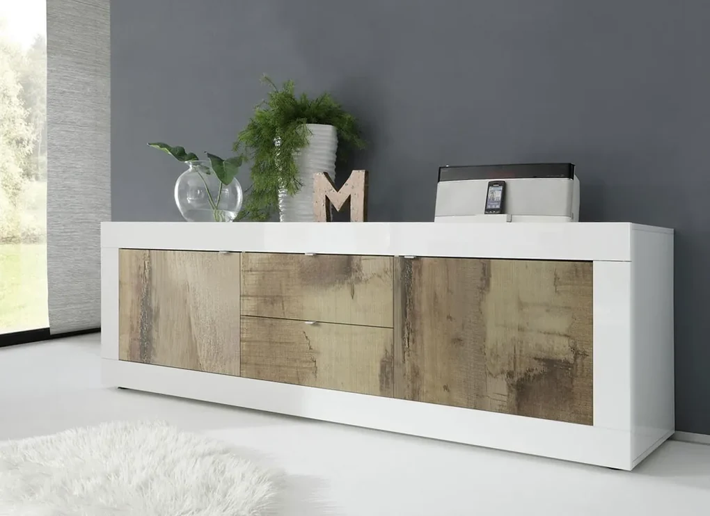 Credenza bassa,Armadietto,Mobile da Cucina Bianco Lucido 70x35,5x67,5 cm in  Legno Multistrato -BY26801