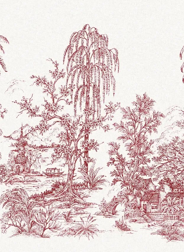 Jannelli & Volpi Carta da parati panoramica Mandalay - White Red Panel 2