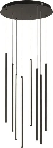 Lampada a sospensione Led verticale 48 cm in metallo verniciato Nero - GENIUS 8 Luci