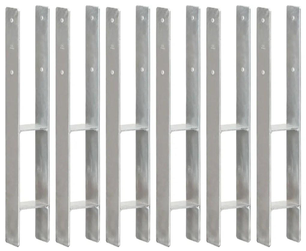 Picchetti Per Recinzione 6 Pz Argento 8x6x60 Cm Acciaio Zincato /