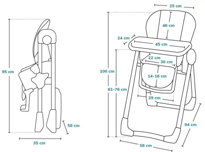 Lionelo - Sedia da pranzo per bambini ZANNA grigia