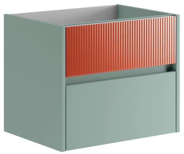 Mobile da bagno sospeso sotto lavabo L 59.5 x H 50 x P 45.5 cm verde laccato opaco, 2 cassetti Niwa