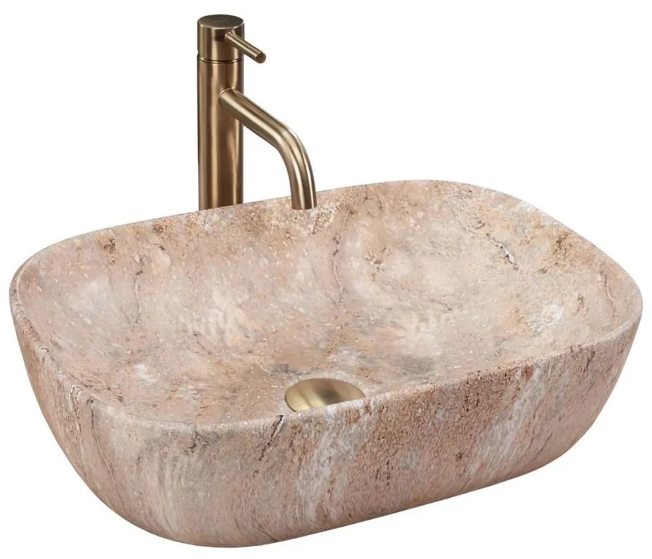 REA-U3323 - Lavabo da appoggio BELINDA 33,5x46,5 cm in ceramica/effetto pietra