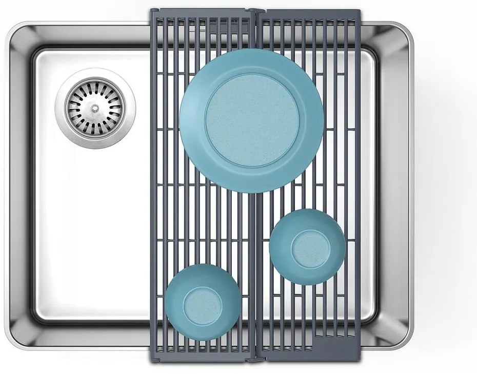 Scolapiatti a griglia per lavello regolabile grigio in plastica 43x13 cm Platform – Joseph Joseph