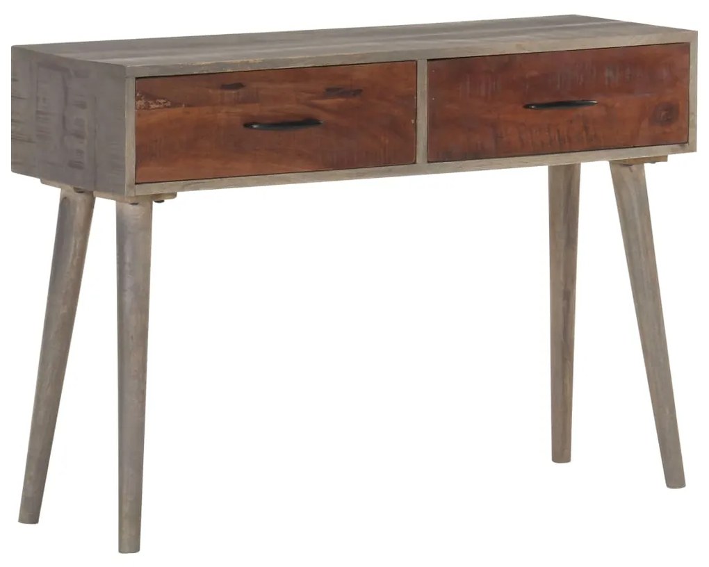 Tavolo Consolle Grigio 110x35x75 Cm İn Massello Di Mango Grezzo /