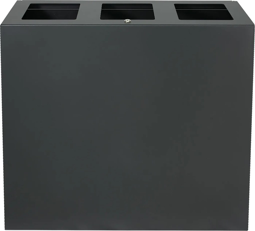 Pattumiera per Raccolta Differenziata 3 Scomparti Capacità 180 lt 90x30x80 cm in Acciaio Antracite...