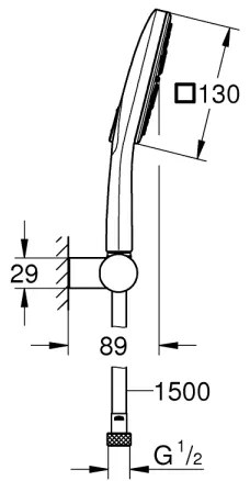 GROHE 26588000 - Set doccia a mano RAINSHOWER SMARTACTIVE 130 CUBE cromo lucido
