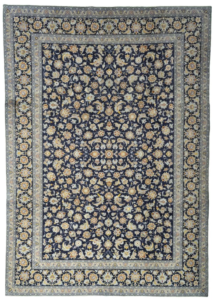 Kashan Tappeto persiano 420 x 300 Blu (Iran) Annodato A Mano
