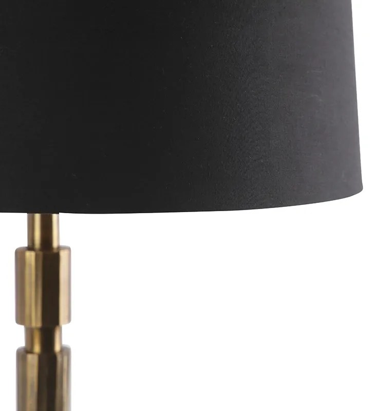 Lampada da tavolo Art Déco bronzo con paralume in cotone nero 45 cm - Torre