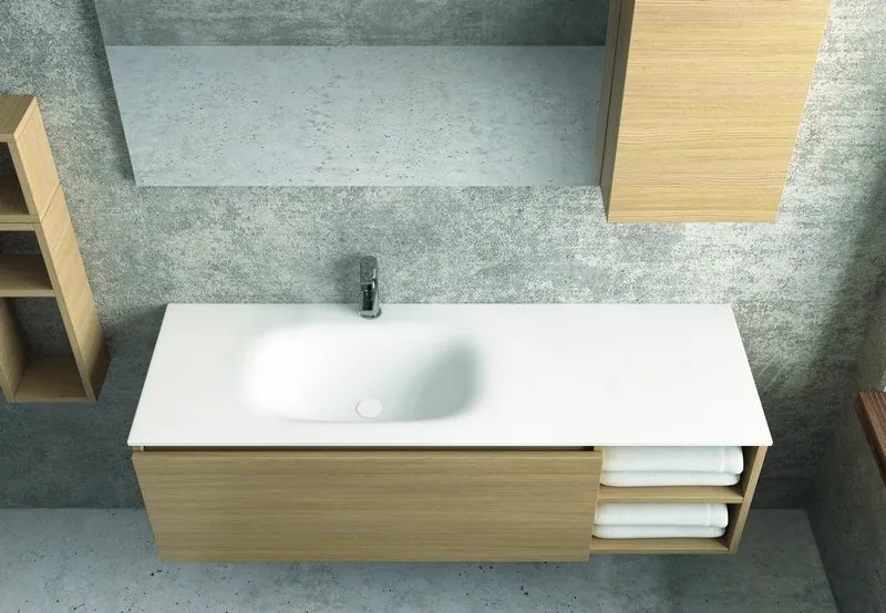 Mobile bagno 135 cm con lavabo incasso e vano a giorno a destra SP-135ED - KAMALU