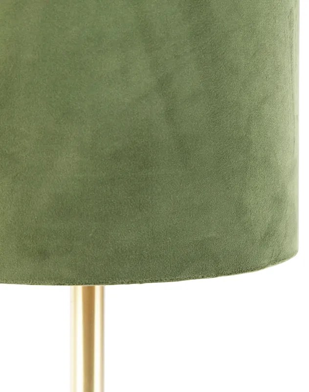 Lampada da tavolo botanica in ottone con paralume verde 25 cm - Simplo