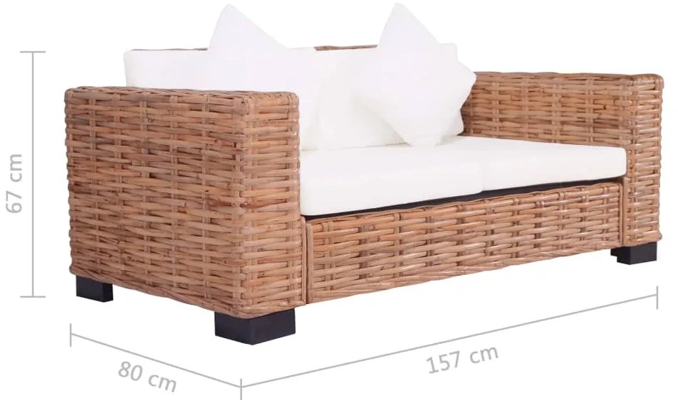 Set di Divani da Giardino con Cuscini 2 pz in Rattan Naturale