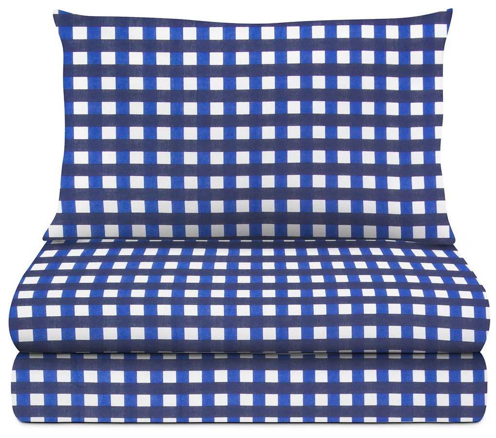 Completo letto 1 piazza e mezza quadretti blu