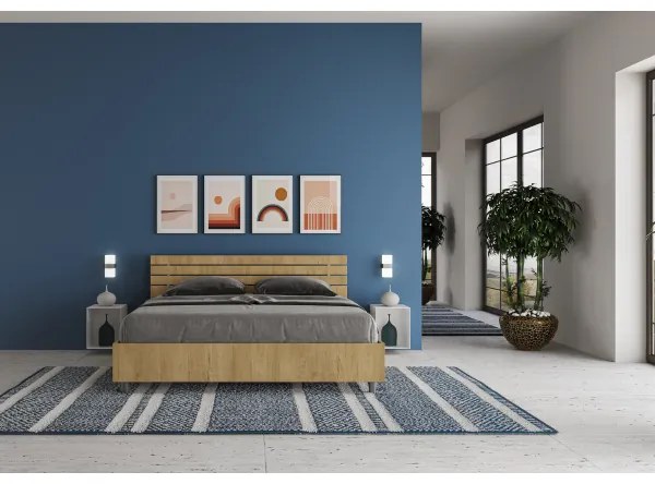 Letto matrimoniale senza rete 160x190 testata dritta con doghe quercia Ankel