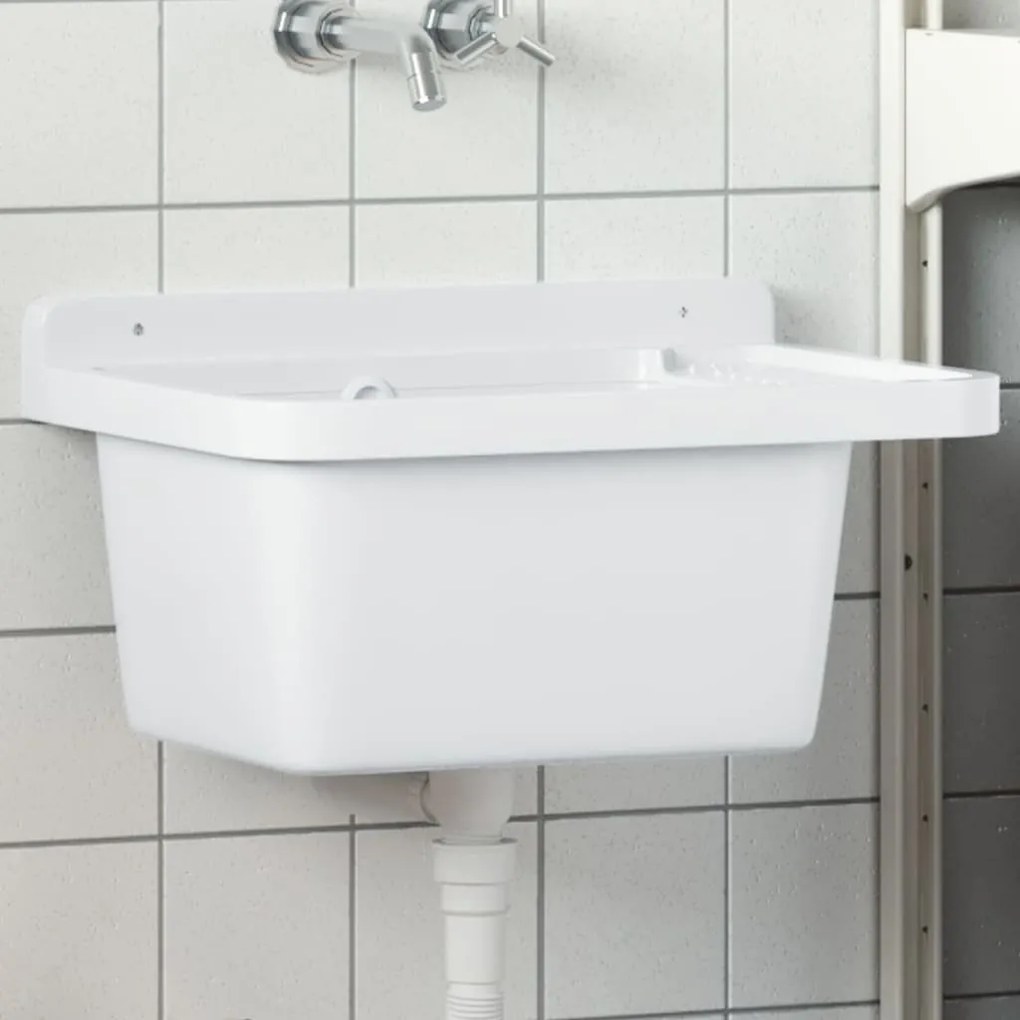 Lavabo A Parete Bianco 50x35x24 Cm İn Resina /