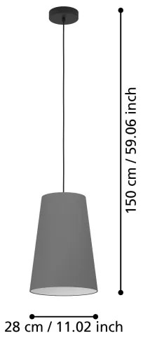 Eglo 390135 - Lampadario a sospensione con filo PETROSA 1xE27/40W/230V grigio