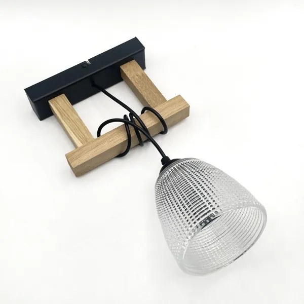 Lampadario a sospensione con cavo LEANDRA 1xE27/15W/230V rovere/nero