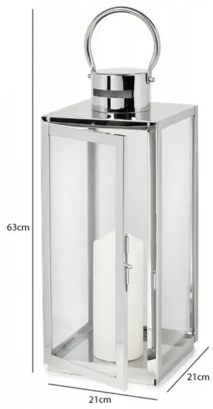 Lanterna decorativa 63 cm in cromo lucido