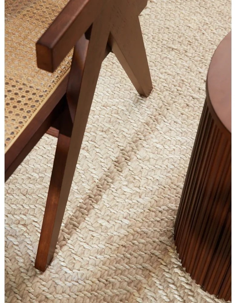 Tappeto color crema e avorio in misto lana tessuto a mano 160x230 cm Majoli – Elle Decoration