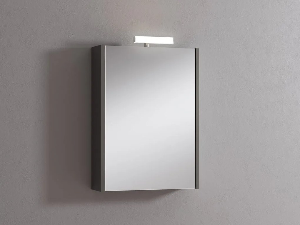 Pensile con luce Akira laccato lucido grigio L 51.5 x H 70 x P 15.5 cm