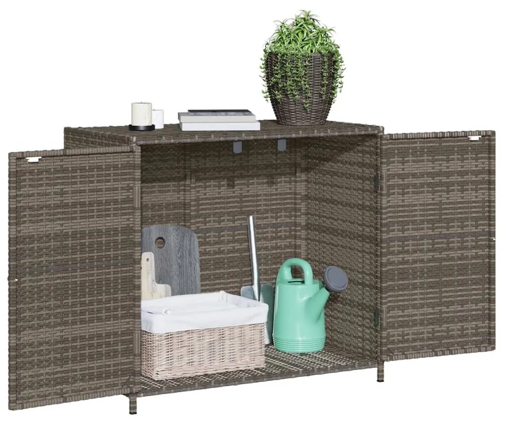 Armadietto portaoggetti giardino grigio 83x45x76 cm polyrattan