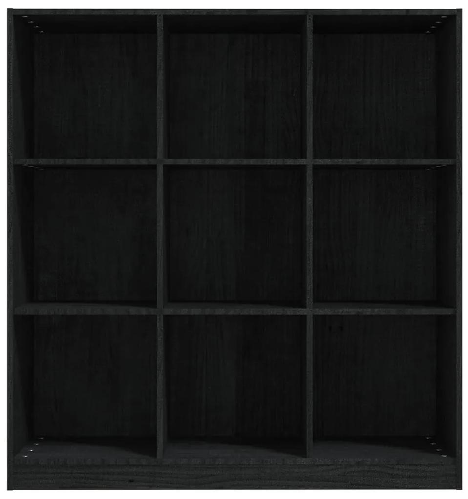 Libreria/divisorio nero 104x33,5x110 cm in massello di pino