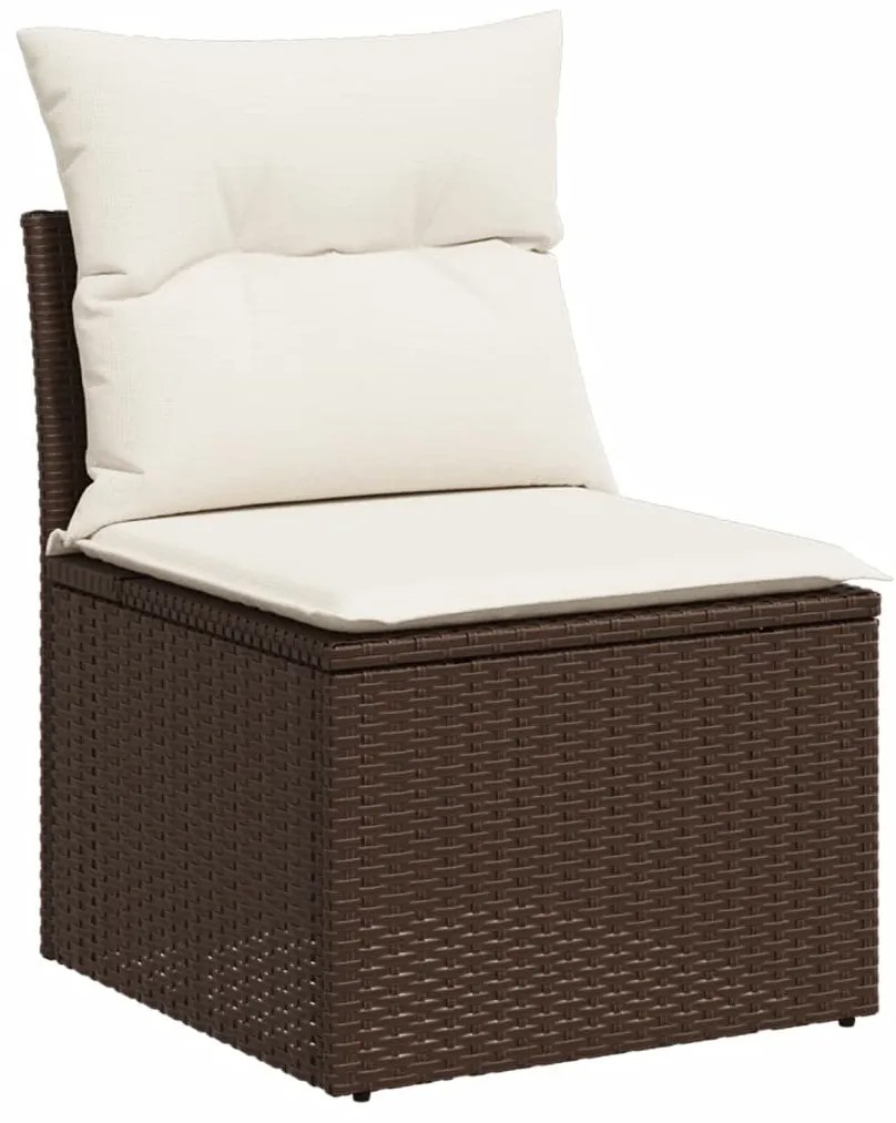 Set divani da giardino 7 pz con cuscini marrone in polyrattan