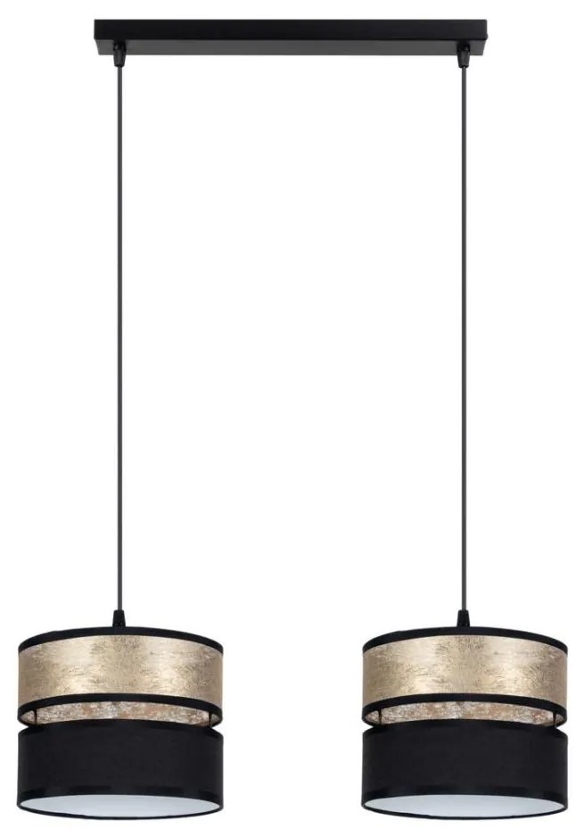 Lampadario a sospensione con filo LIMA 2xE27/60W/230V oro/nero